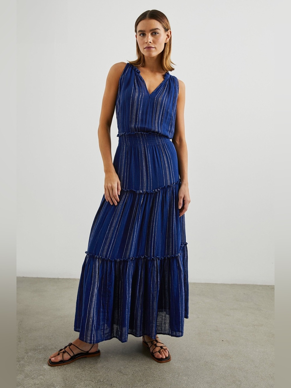 Rails Sz Md Loulou Dress Noja Stripe Linen Blend